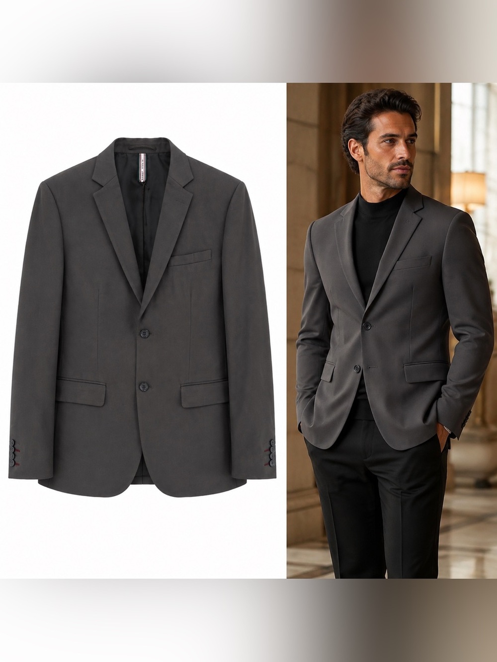 PJ PAUL JONES Men’s Charcoal Gray Two-Button Slim Fit Blazer NWT Size L